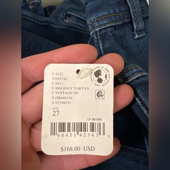 NWT Free People We The Free Firecracker Flare Jeans - holiday tartan- 26, 27, 28 - Picture 11 of 12